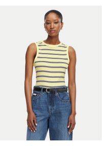 TOMMY HILFIGER - Tommy Hilfiger Top WW0WW50025 Żółty Regular Fit. Kolor: żółty. Materiał: bawełna #1