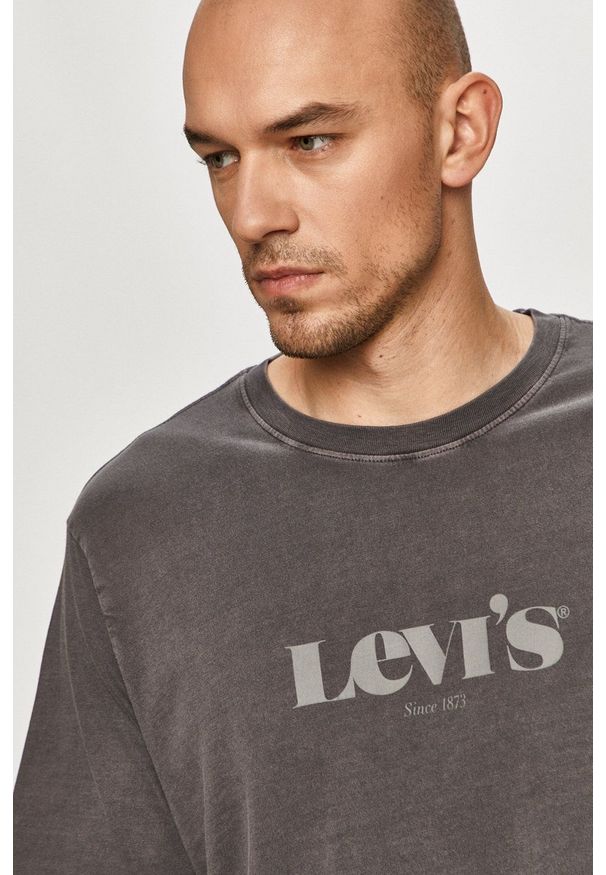 Levi's® - Levi's - T-shirt. Okazja: na spotkanie biznesowe. Kolor: szary. Materiał: dzianina. Wzór: nadruk. Styl: biznesowy