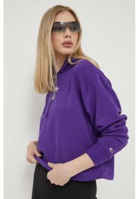 Tommy Jeans bluza damska kolor fioletowy z kapturem z nadrukiem. Typ kołnierza: kaptur. Kolor: fioletowy. Materiał: bawełna, dzianina. Długość rękawa: długi rękaw. Długość: długie. Wzór: nadruk #2