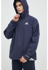 Adidas - adidas kurtka przeciwdeszczowa męska kolor granatowy przejściowa. Okazja: na co dzień. Typ kołnierza: kaptur. Kolor: niebieski. Materiał: materiał. Styl: casual #6