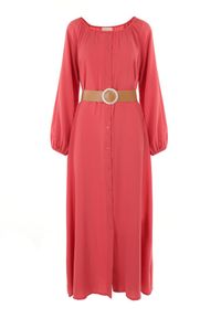 Born2be - Czerwona Sukienka Dorothoe. Okazja: na co dzień. Kolor: czerwony. Materiał: tkanina. Wzór: gładki, jednolity. Styl: klasyczny, elegancki, casual. Długość: maxi #5