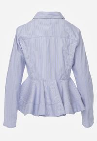 Born2be - Niebieska Koszula z Bawełną w Paseczki z Rozkloszowanym Dołem Meridianes. Okazja: na co dzień, na spotkanie biznesowe. Kolor: niebieski. Materiał: bawełna. Styl: casual, biznesowy, elegancki, klasyczny #3