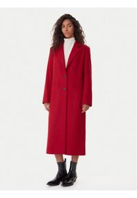 Hugo - HUGO Płaszcz wełniany Mojeni 50547691 Czerwony Relaxed Fit. Kolor: czerwony. Materiał: wełna #1