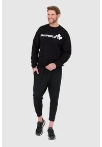 DSQUARED2 Czarna bluza męska z białym logo z liściem, Rozmiar XXL. Kolor: czarny #4