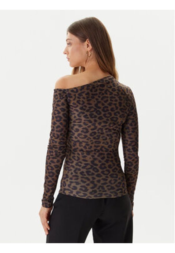 Guess Bluzka W5BP08 K1492 Brązowy Slim Fit. Kolor: brązowy. Materiał: syntetyk