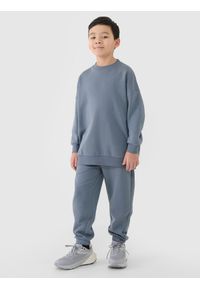4f - 4F Komplet dresowy dziecięcy - granatowy 146/152 (10-12 lat). Okazja: na co dzień. Typ kołnierza: bez kaptura. Kolor: niebieski. Materiał: dresówka. Wzór: gładki, ze splotem. Sezon: lato. Styl: młodzieżowy, casual, klasyczny, sportowy #1