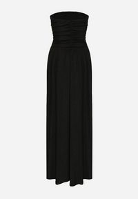 Born2be - Czarna Sukienka Koktajlowa Bandeau z Wiskozą Ozdobiona Marszczeniem Nalithae. Okazja: na co dzień. Kolor: czarny. Materiał: wiskoza. Wzór: aplikacja. Styl: wizytowy #2