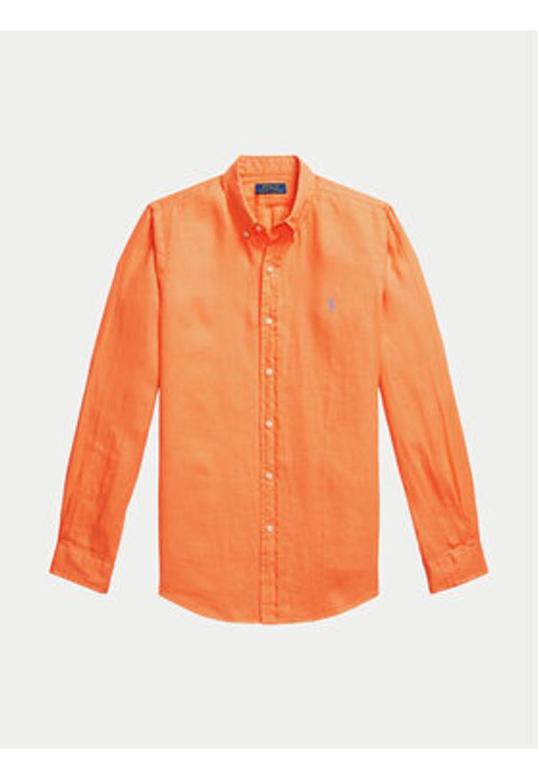 Polo Ralph Lauren Koszula 710968915009 Czerwony Slim Fit. Typ kołnierza: polo. Kolor: czerwony. Materiał: len