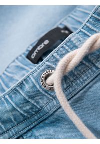 Ombre Clothing - Szorty męskie z gumką w pasie i efektem sprania – jasnoniebieskie V1 OM-SRDS-0192 - XXL. Okazja: na co dzień. Kolor: niebieski. Materiał: bawełna, materiał, skóra, elastan, denim. Sezon: lato. Styl: elegancki, casual #9