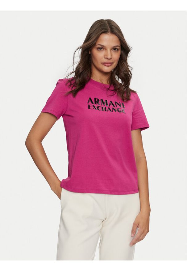 Armani Exchange T-Shirt XW000060 AF10354 UA256 Różowy Regular Fit. Kolor: różowy. Materiał: bawełna