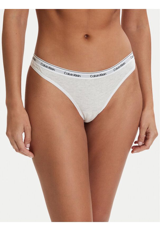 Calvin Klein Underwear Stringi 000QD5043E Szary. Kolor: szary. Materiał: bawełna