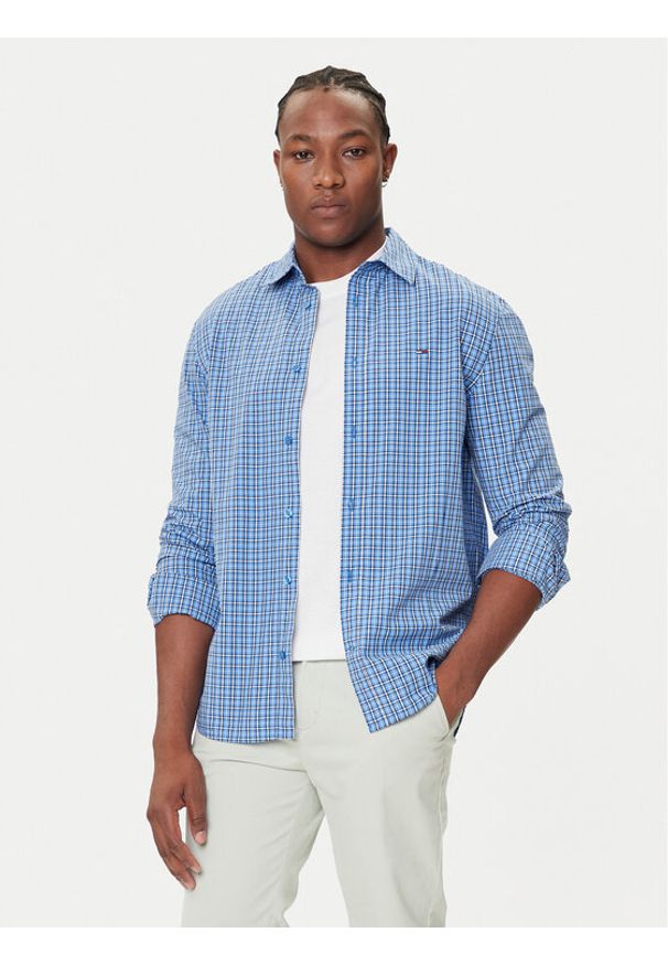 Tommy Jeans Koszula Essential DM0DM21693 Niebieski Regular Fit. Kolor: niebieski. Materiał: bawełna