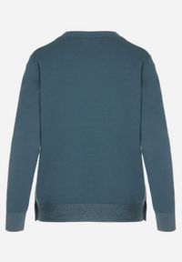 Born2be - Niebieski Sweter z Guzikami z Boku Tusiana. Okazja: na co dzień. Kolor: niebieski. Materiał: jeans. Styl: casual, klasyczny #5