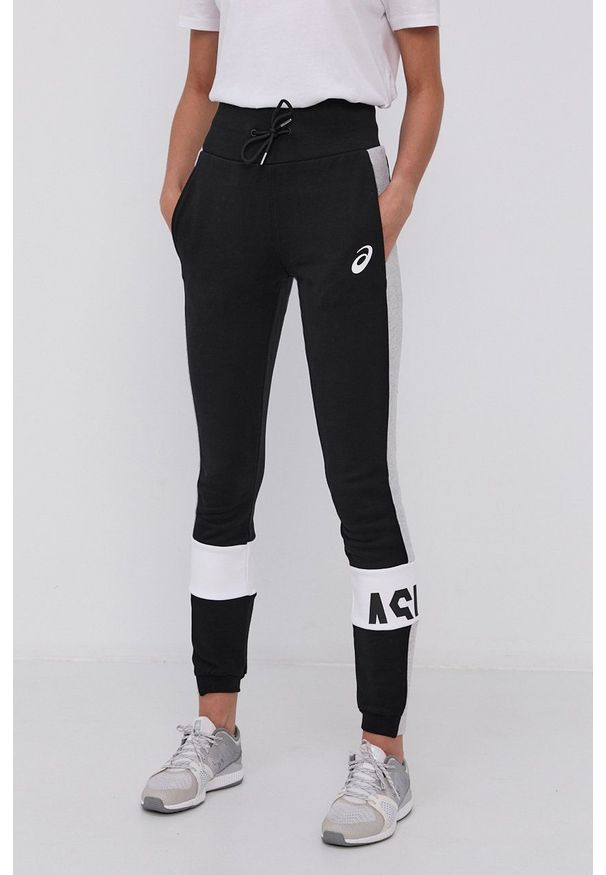 Asics - Spodnie. Kolor: czarny. Wzór: gładki