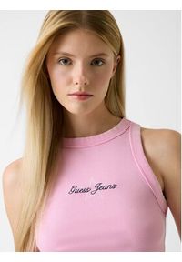 Guess Jeans Top W6RP23 KA0H1 Różowy Classic Fit. Kolor: różowy. Materiał: bawełna #6