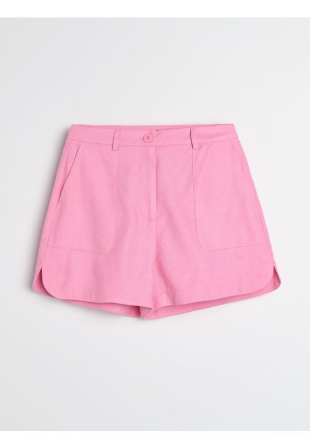Sinsay - Szorty z domieszką lnu - różowy. Kolor: różowy. Materiał: len