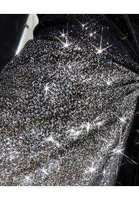RAQUEL DINIZ - Srebrzysta sukienka midi. Okazja: na imprezę, na sylwestra. Kolor: czarny. Materiał: jedwab. Wzór: aplikacja. Typ sukienki: asymetryczne. Długość: midi #5