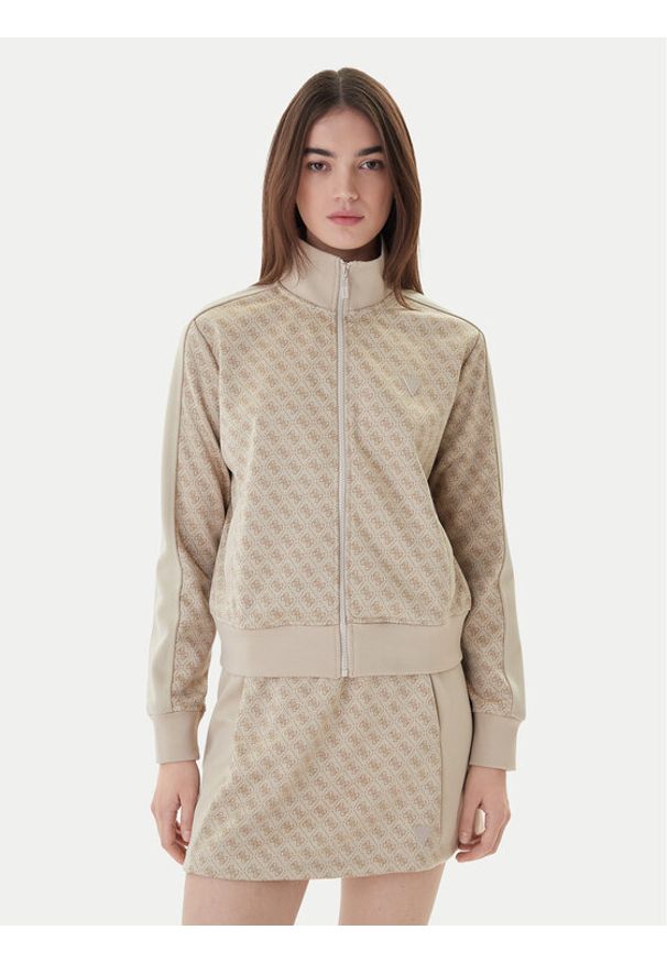 Guess Bluza V6RQ08 K2042 Beżowy Regular Fit. Kolor: beżowy. Materiał: syntetyk