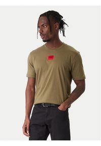 Hugo - HUGO T-Shirt Diragolino 50447978 Khaki Regular Fit. Kolor: brązowy. Materiał: bawełna #1