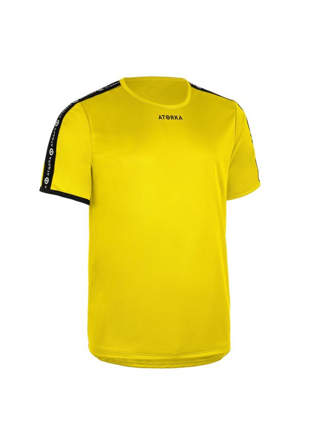 ATORKA - Koszulka do piłki ręcznej H100C męska. Kolor: żółty. Materiał: materiał, poliester. Długość rękawa: krótki rękaw. Długość: krótkie. Sport: fitness
