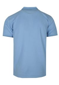 Klasyczna, Męska Koszulka Polo - Adriano Guinari - Błękitna. Typ kołnierza: polo. Kolor: niebieski. Materiał: bawełna. Styl: klasyczny