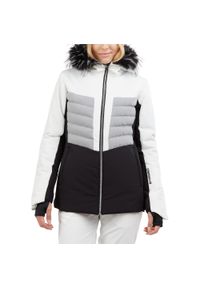FUNDANGO - Kurtka narciarska damska Fundango Salina Padded. Kolor: biały, wielokolorowy, czarny. Materiał: futro. Wzór: aplikacja. Sport: narciarstwo