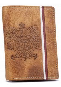 Inny - Portfel skórzany patriotyczny N4A-H-BL j.brązowy. Kolor: brązowy. Materiał: skóra