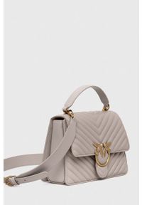 Pinko torebka skórzana kolor szary. Kolor: szary. Materiał: skórzane. Rodzaj torebki: na ramię #4