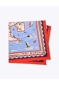 Tory Burch - TORY BURCH - Jedwabna apaszka Island. Kolor: czerwony. Materiał: jedwab. Wzór: aplikacja #4
