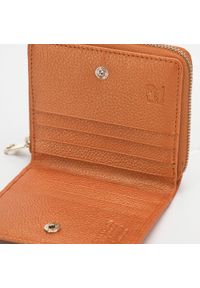 Wittchen - Damski portfel skórzany z ozdobnym brzegiem mały pomarańczowy. Kolor: pomarańczowy. Materiał: skóra
