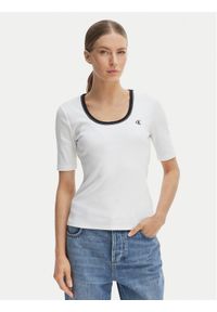 Calvin Klein Jeans T-Shirt LV047F247G Biały Slim Fit. Kolor: biały. Materiał: bawełna #1