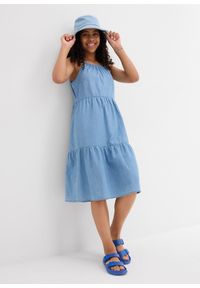 bonprix - Sukienka dżinsowa z miękkiej bawełny. Kolor: niebieski. Materiał: bawełna #3