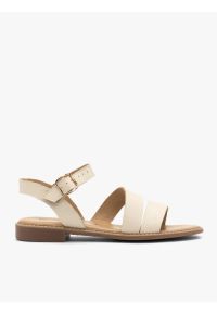 Ryłko - Kremowe sandały damskie. Okazja: na co dzień. Zapięcie: pasek. Kolor: beżowy. Materiał: skóra. Sezon: lato. Styl: casual, street, klasyczny #1