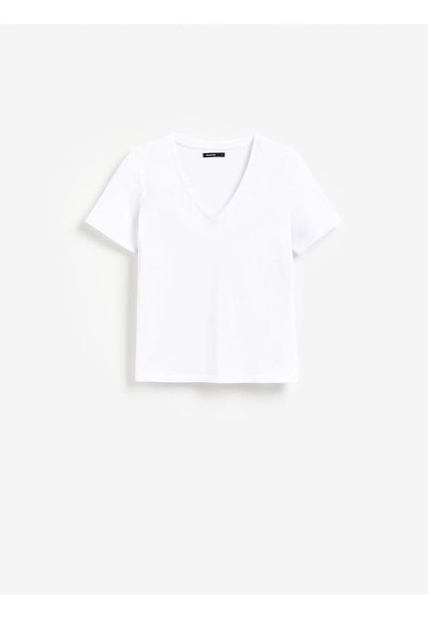 Reserved - Bawełniany t-shirt - biały. Kolor: biały. Materiał: bawełna