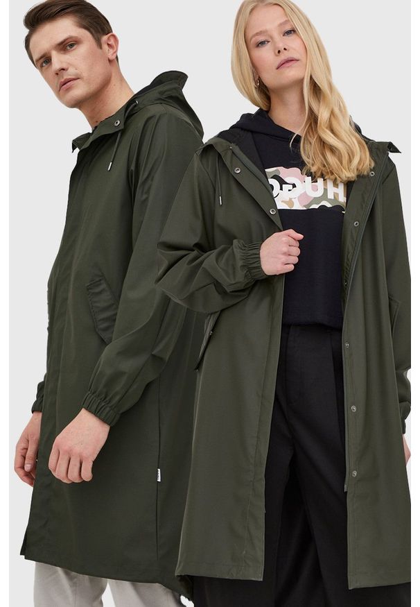 Rains kurtka przeciwdeszczowa 18140 Fishtail Parka kolor zielony przejściowa. Okazja: na co dzień. Kolor: zielony. Długość: długie. Styl: casual