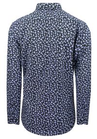 Koszula Męska, Elegancka o Regularnym Kroju - Victorio - Czarna w Kwiatki. Okazja: na co dzień. Kolor: czarny. Materiał: poliester, elastan, bawełna. Długość rękawa: długi rękaw. Długość: długie. Wzór: kwiaty. Styl: elegancki #2