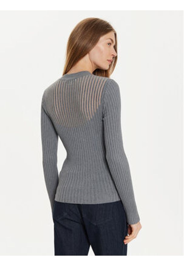 Morgan Sweter 232-MANDRIN Szary Slim Fit. Kolor: szary. Materiał: wiskoza