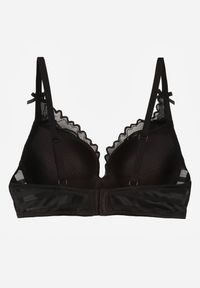 Born2be - Czarno-Beżowy Koronkowy Biustonosz z Ozdobnymi Kokardkami na Ramiączkach Aeleolopei. Kolor: czarny. Materiał: koronka. Wzór: koronka, aplikacja #3