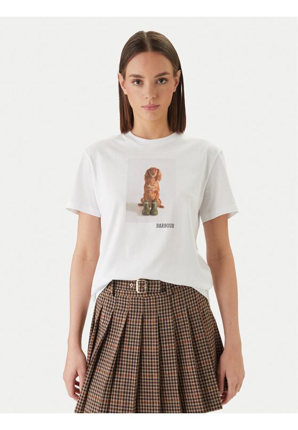 Barbour T-Shirt Bedale LTS0715WH11 Biały Regular Fit. Kolor: biały. Materiał: bawełna