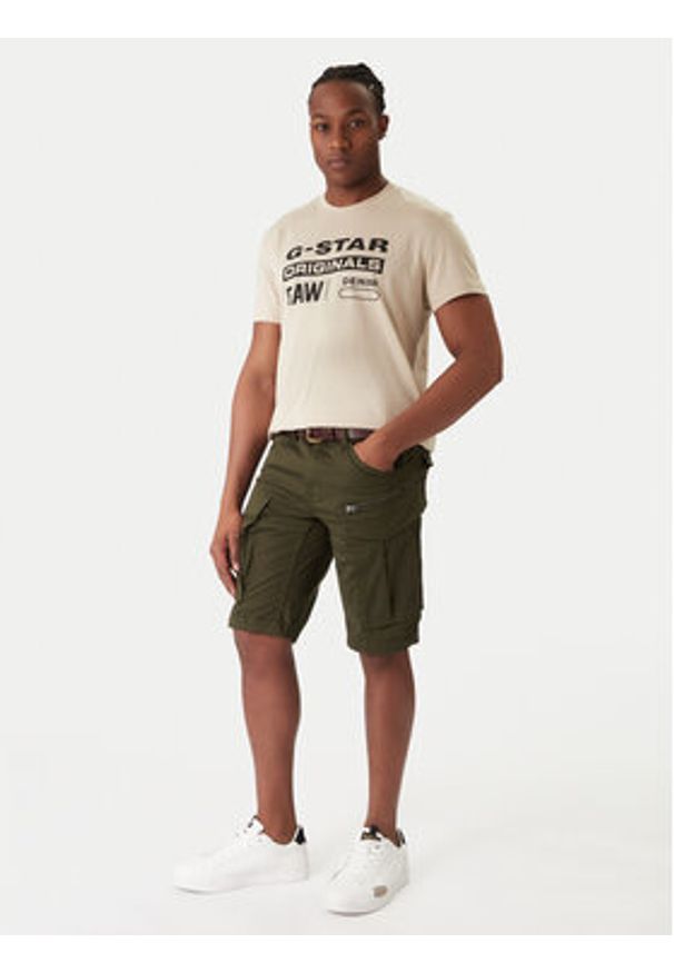 G-Star RAW - G-Star Raw Szorty materiałowe Rovic Zip D26214-5126 6059 Khaki Relaxed Fit. Kolor: brązowy. Materiał: bawełna