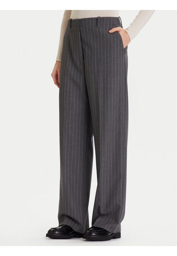 TOMMY HILFIGER - Tommy Hilfiger Spodnie materiałowe WW0WW47550 Szary Wide Leg. Kolor: szary. Materiał: syntetyk