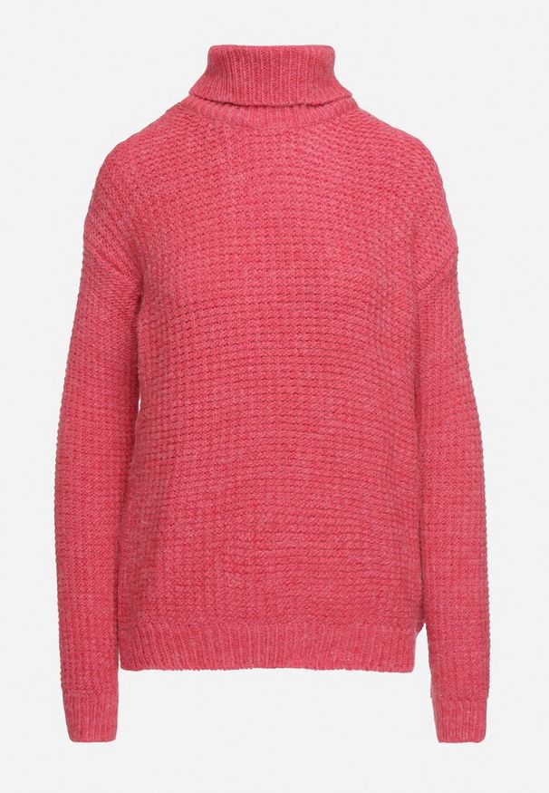Born2be - Fuksjowy Klasyczny Golf Ertina. Okazja: na co dzień. Typ kołnierza: golf. Kolor: różowy. Materiał: jeans. Długość rękawa: długi rękaw. Długość: długie. Wzór: aplikacja. Styl: klasyczny