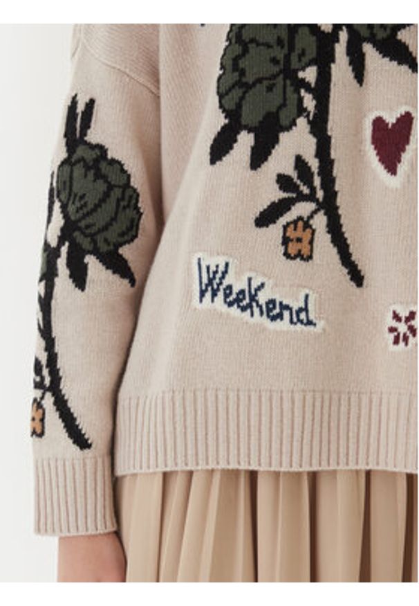 Weekend Max Mara Sweter Pavidi 2525366262 Écru Oversize. Materiał: wełna