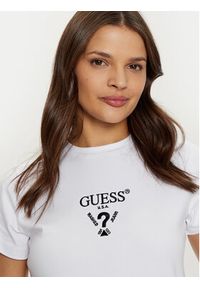 Guess T-Shirt V4YI21 KCDH1 Biały Slim Fit. Kolor: biały. Materiał: bawełna