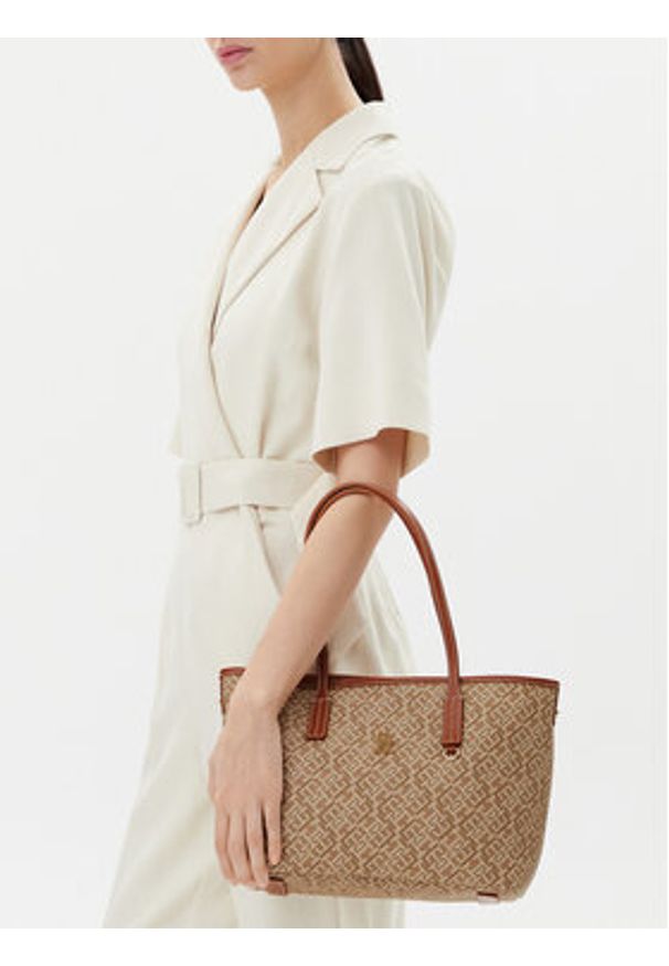 TOMMY HILFIGER - Tommy Hilfiger Torebka Th Monoplay Leather Mini Tote AW0AW17415 Brązowy. Kolor: brązowy. Materiał: skórzane