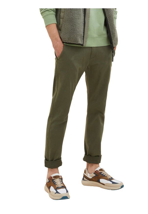 Tom Tailor Spodnie materiałowe 1033877 Zielony Regular Fit. Kolor: zielony. Materiał: bawełna