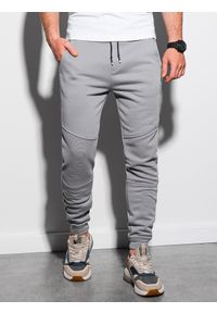 Ombre Clothing - Spodnie męskie dresowe P954 - szare - XL. Kolor: szary. Materiał: dresówka. Wzór: gładki #4