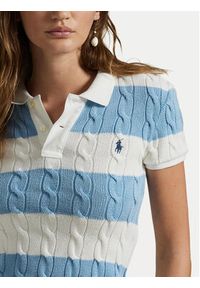 Polo Ralph Lauren Sweter 211943043011 Niebieski Slim Fit. Typ kołnierza: polo. Kolor: niebieski. Materiał: bawełna