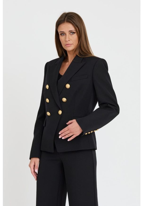Balmain - BALMAIN Czarna damska marynarka 6 Btn Gdp Jacket, Rozmiar 44. Kolor: czarny