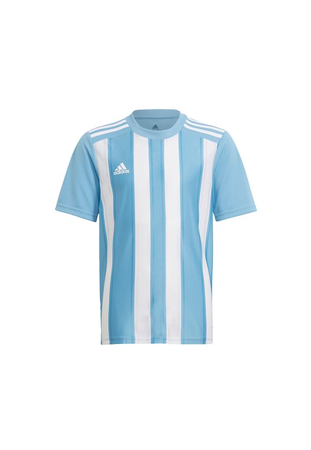 Adidas - Koszulka dziecięca adidas Striped 21. Kolor: wielokolorowy, niebieski, biały. Sport: piłka nożna